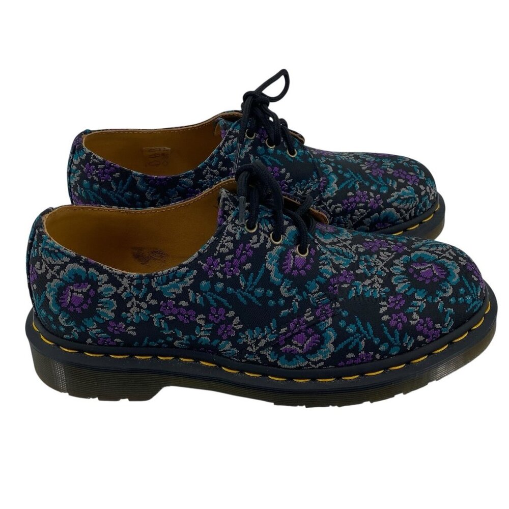 Dr. Martens 1461 Floral Jacquard Oxford Shoes Black Purple Blue Women’s Size 8